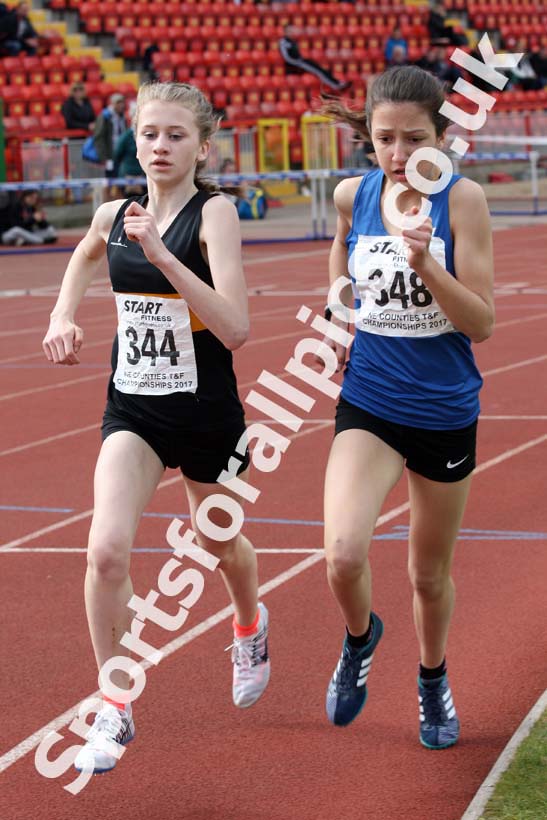 Girls under-15s 800 metres, North Eastern Champs, Gateshead Stadium. Photo: David T. Hewitson/Sports for All Pics